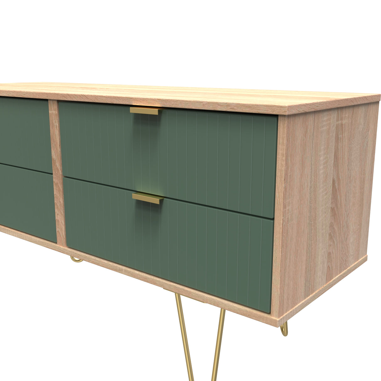 Linear 4 Drawer Bed Box with Gold Hairpin Legs