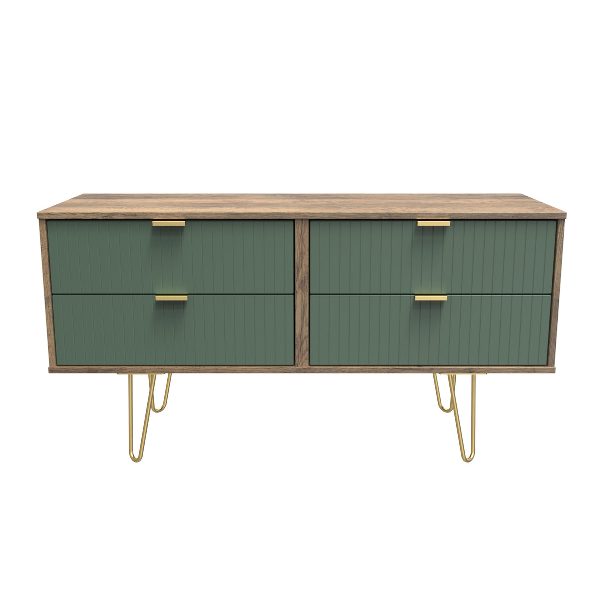 Linear 4 Drawer Bed Box with Gold Hairpin Legs