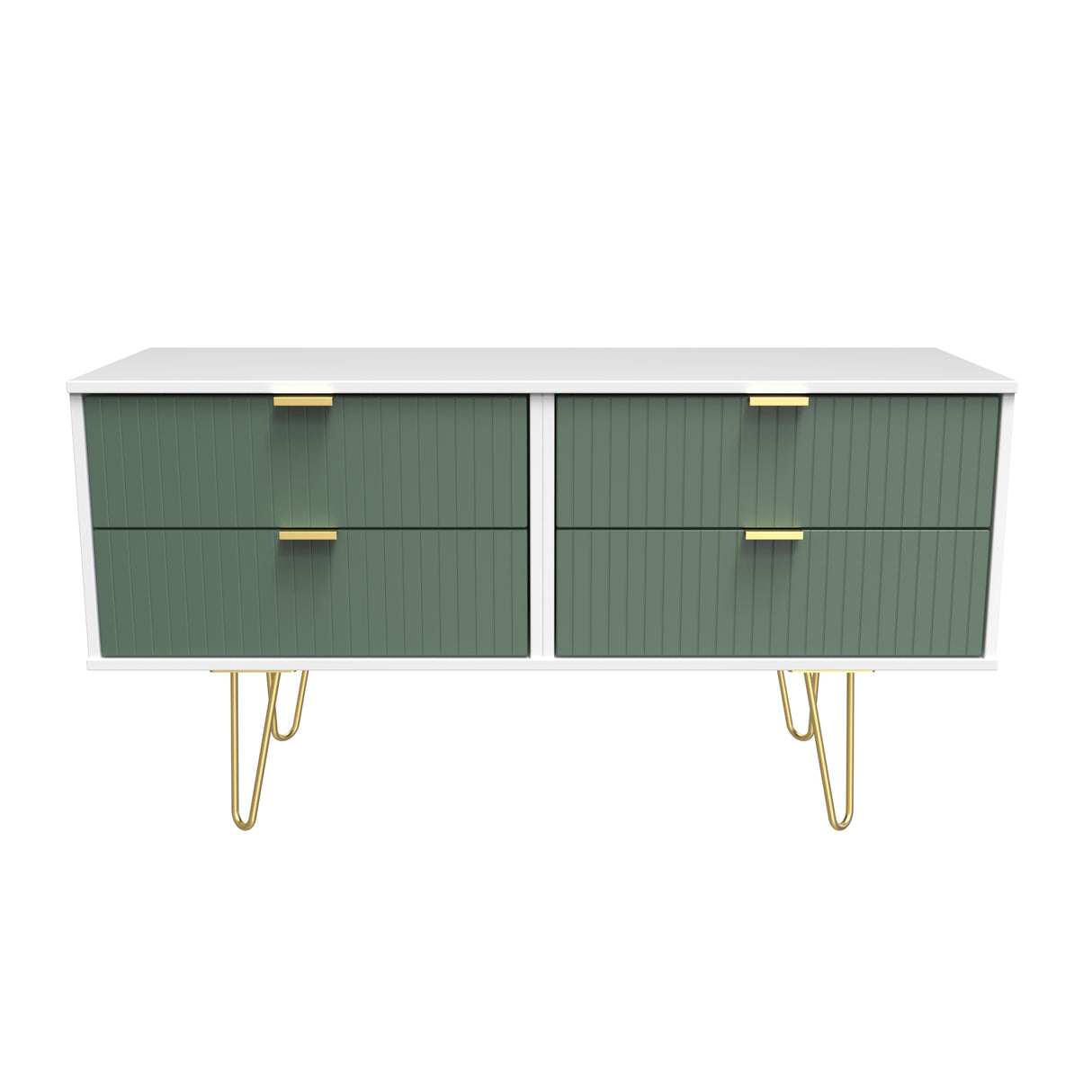 Linear 4 Drawer Bed Box with Gold Hairpin Legs