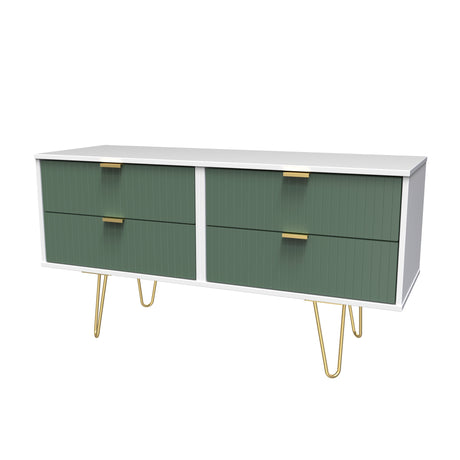 Linear 4 Drawer Bed Box with Gold Hairpin Legs