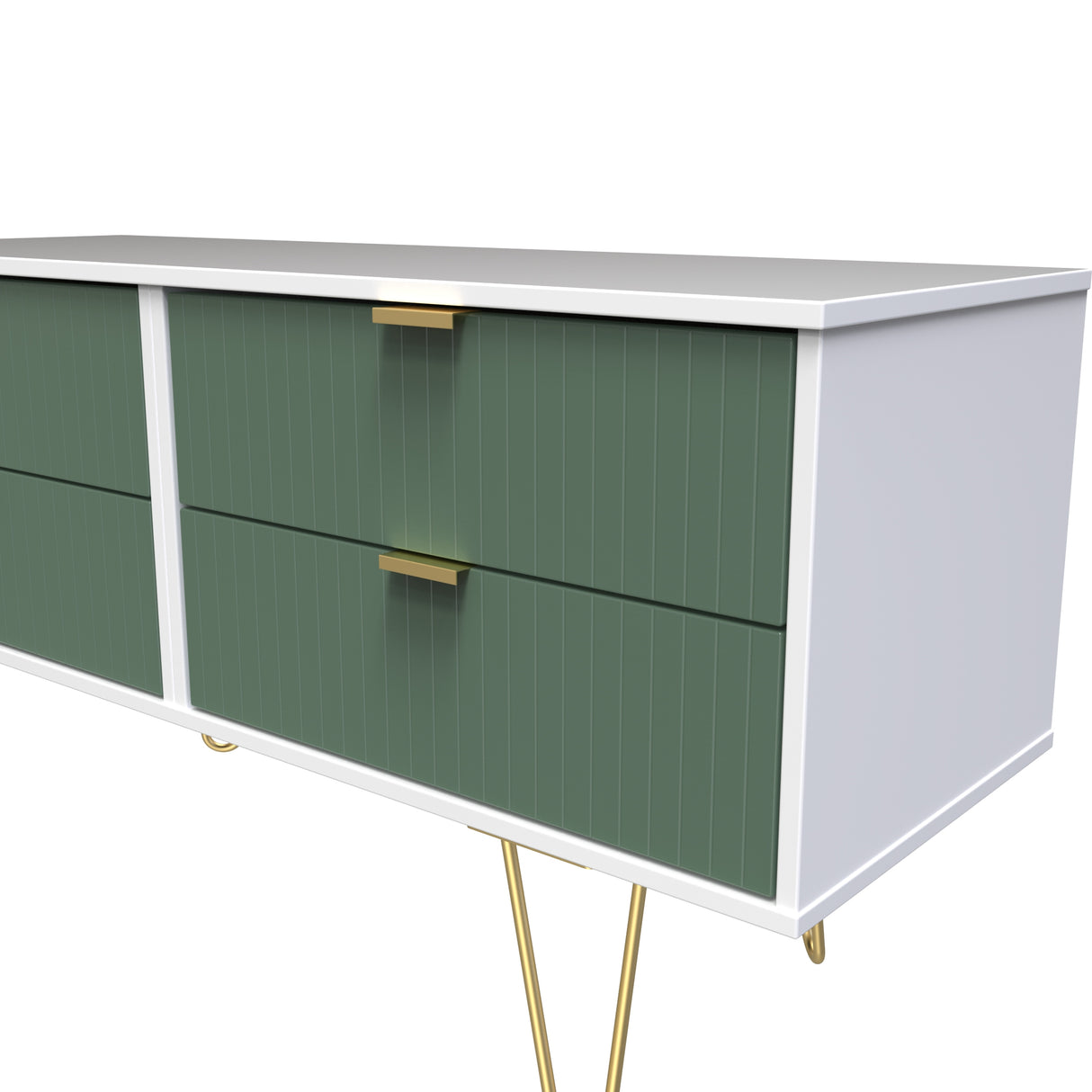 Linear 4 Drawer Bed Box with Gold Hairpin Legs