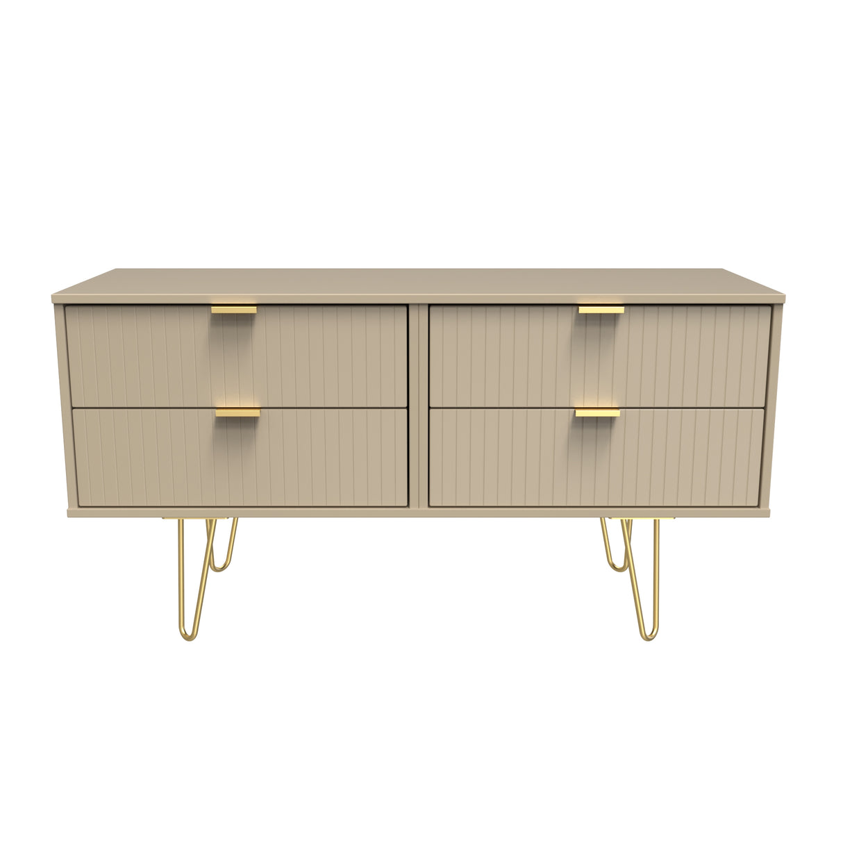 Linear 4 Drawer Bed Box with Gold Hairpin Legs