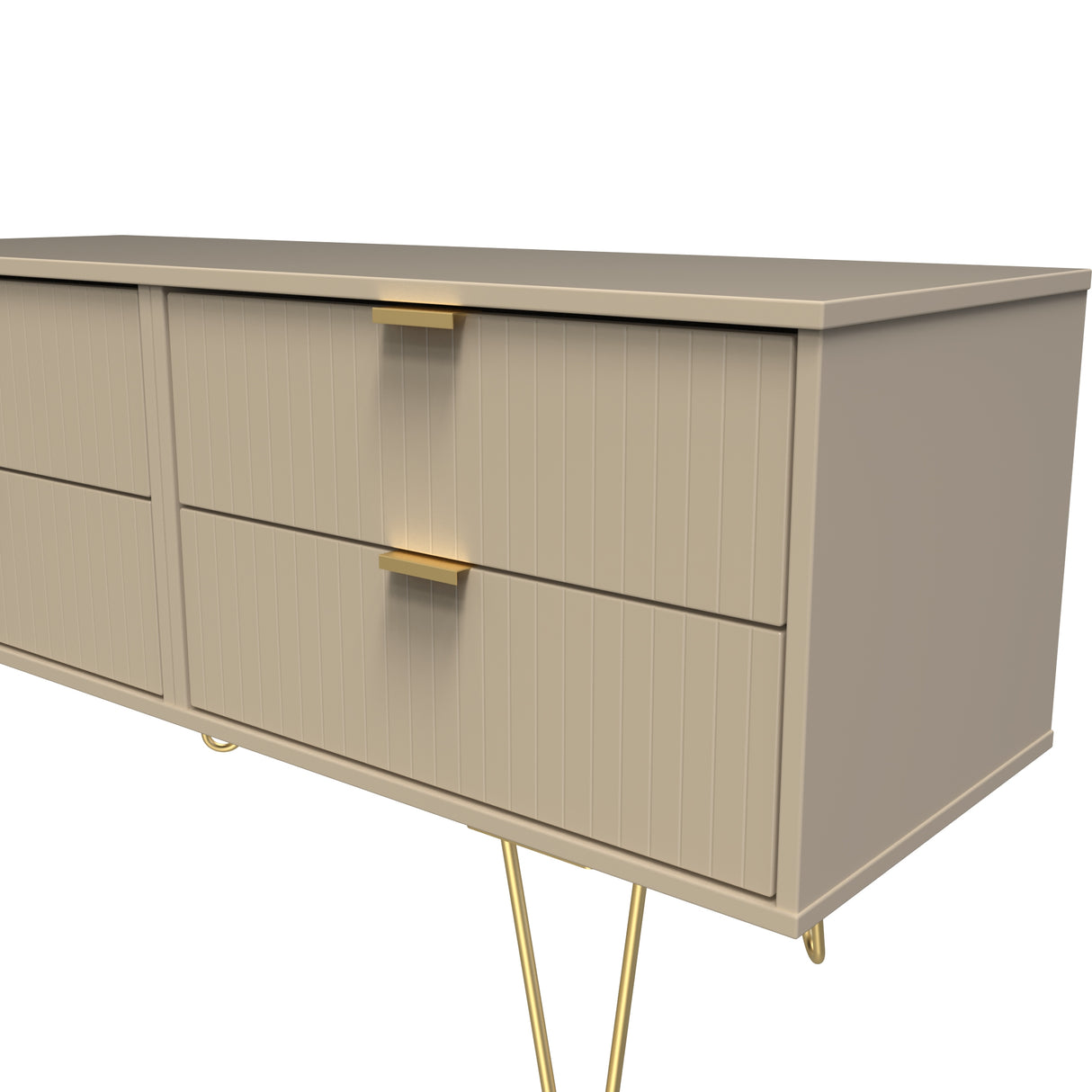 Linear 4 Drawer Bed Box with Gold Hairpin Legs