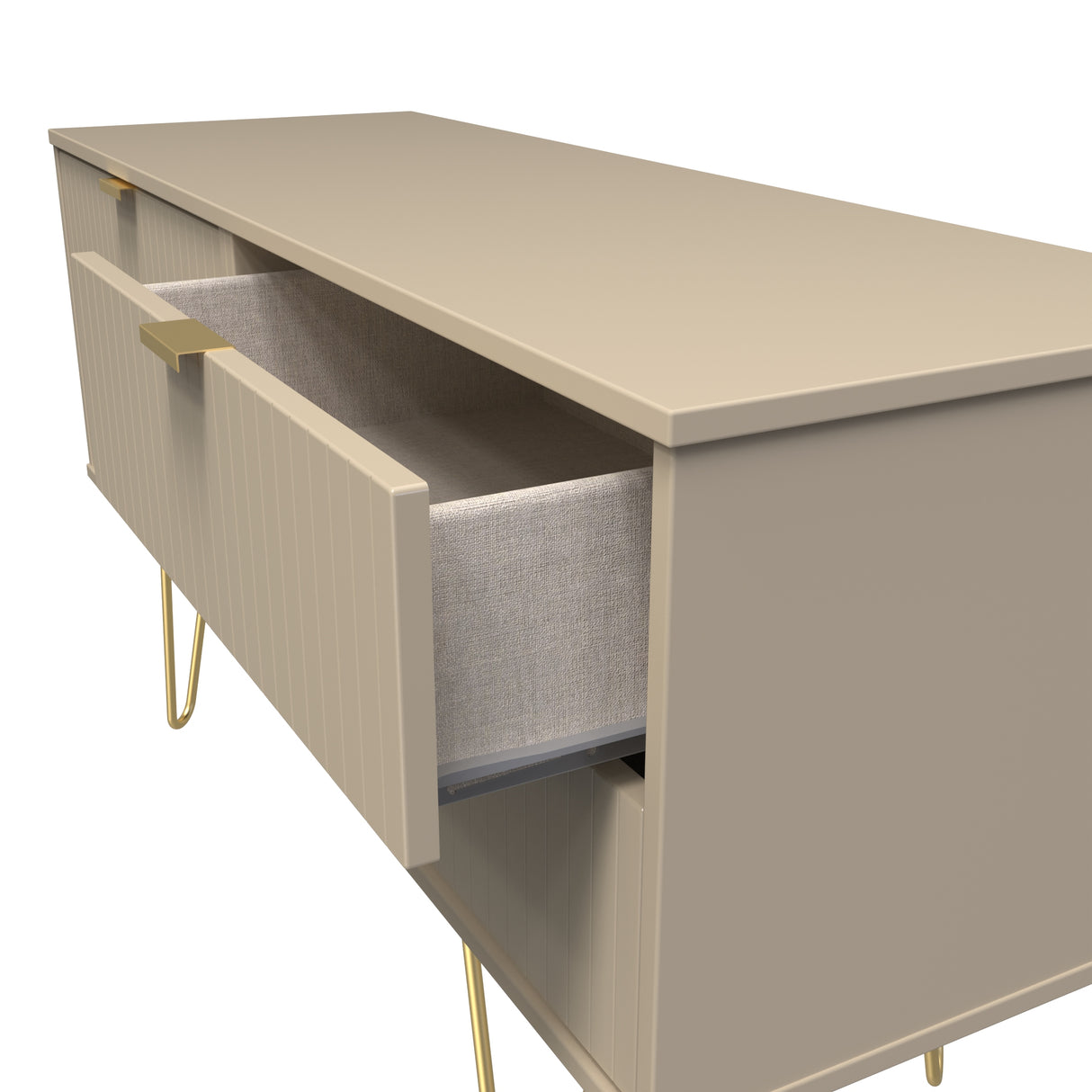 Linear 4 Drawer Bed Box with Gold Hairpin Legs