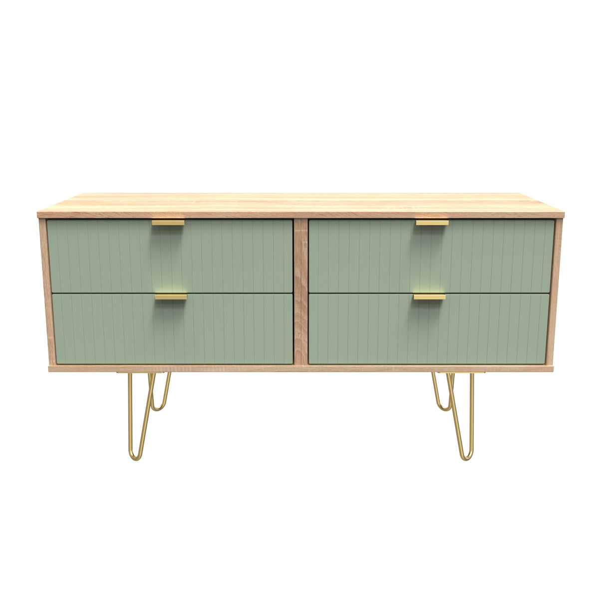 Linear 4 Drawer Bed Box with Gold Hairpin Legs