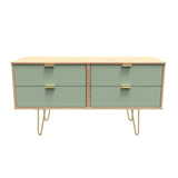 Linear 4 Drawer Bed Box with Gold Hairpin Legs