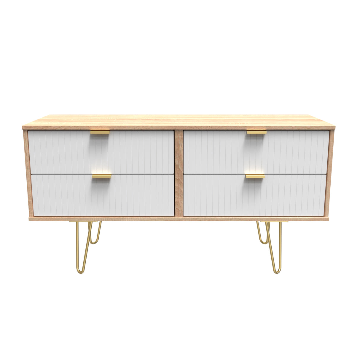 Linear 4 Drawer Bed Box with Gold Hairpin Legs