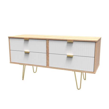 Linear 4 Drawer Bed Box with Gold Hairpin Legs