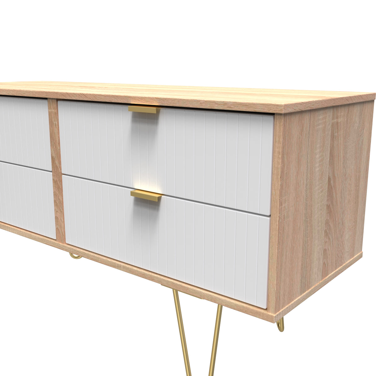 Linear 4 Drawer Bed Box with Gold Hairpin Legs