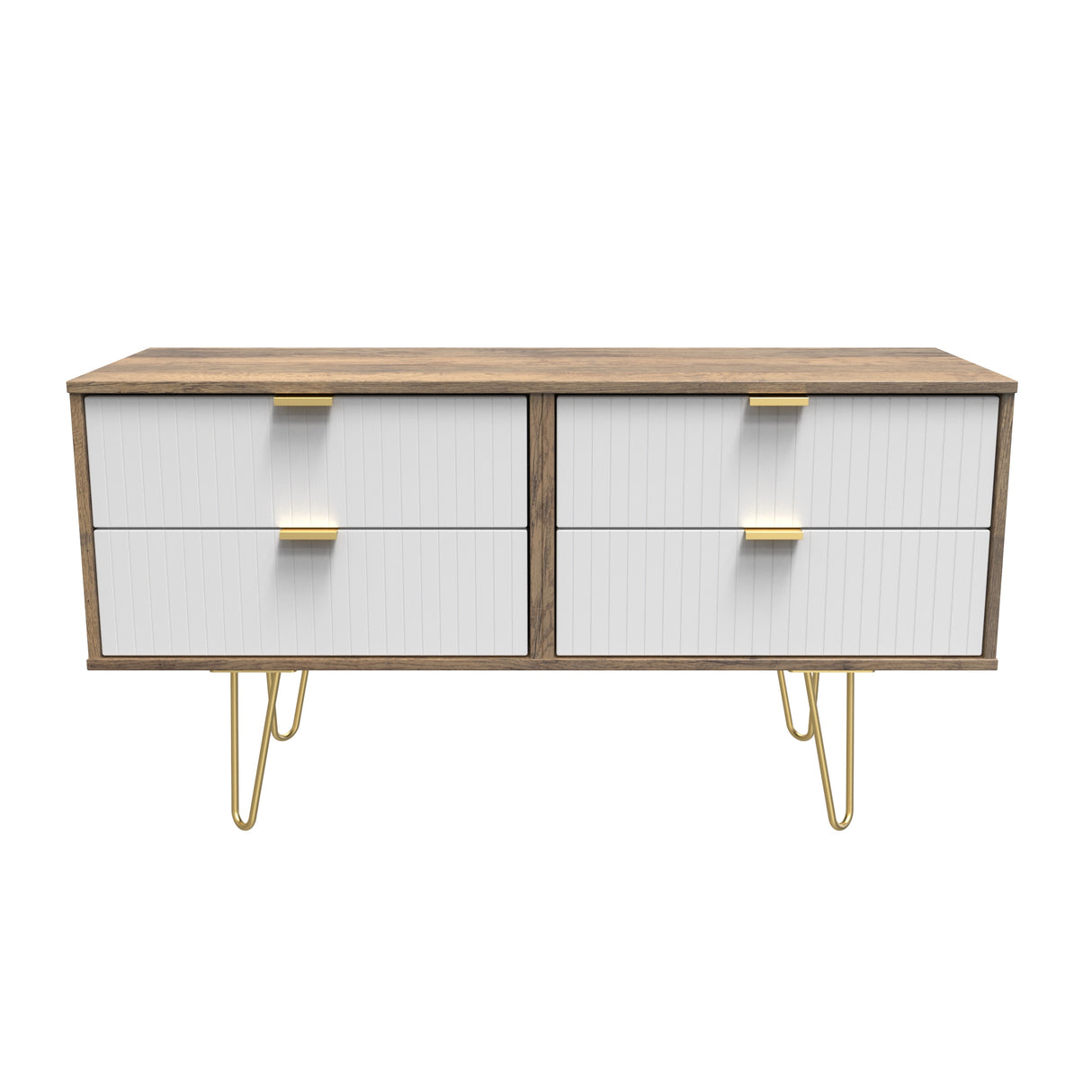 Linear 4 Drawer Bed Box with Gold Hairpin Legs