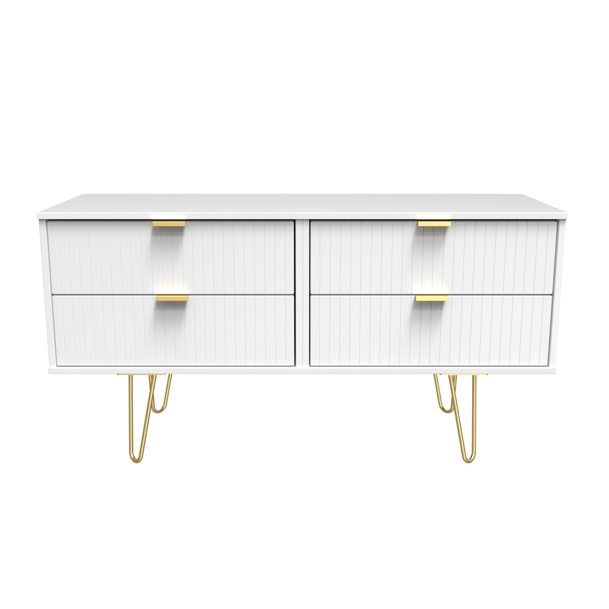 Linear 4 Drawer Bed Box with Gold Hairpin Legs