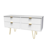 Linear 4 Drawer Bed Box with Gold Hairpin Legs