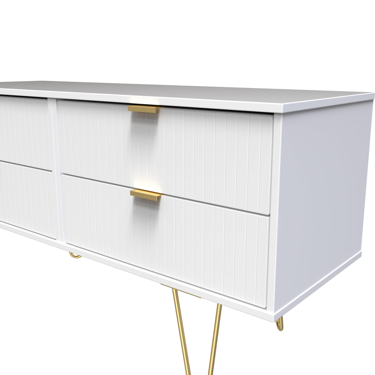 Linear 4 Drawer Bed Box with Gold Hairpin Legs