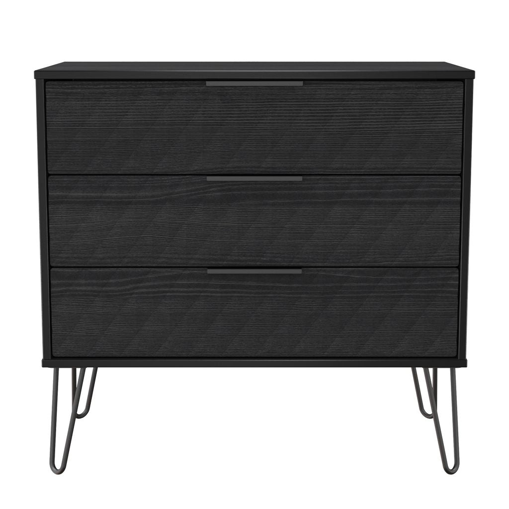 Harlequin 3 Drawer Chest with Black Hairpin Legs