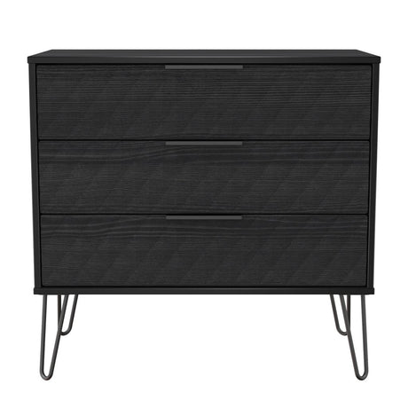 Harlequin 3 Drawer Chest with Black Hairpin Legs