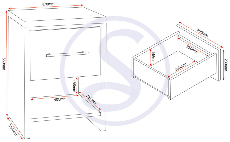Seville 2 Door Wardrobe 3 Piece Bedroom Set