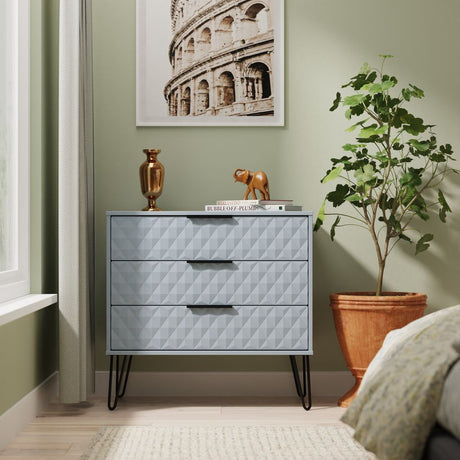 Harlequin 3 Drawer Chest with Black Hairpin Legs