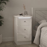 Lumiere 3 Drawer Bedside Table with Built-In Lights