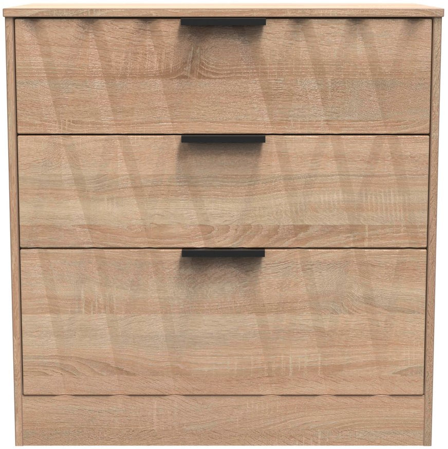 Las Vegas 3 Drawer Deep Chest with Black Handles