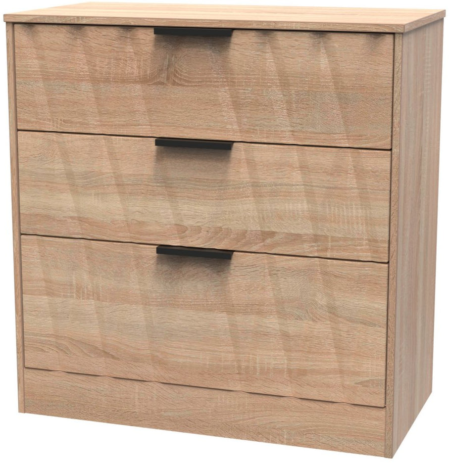 Las Vegas 3 Drawer Deep Chest with Black Handles