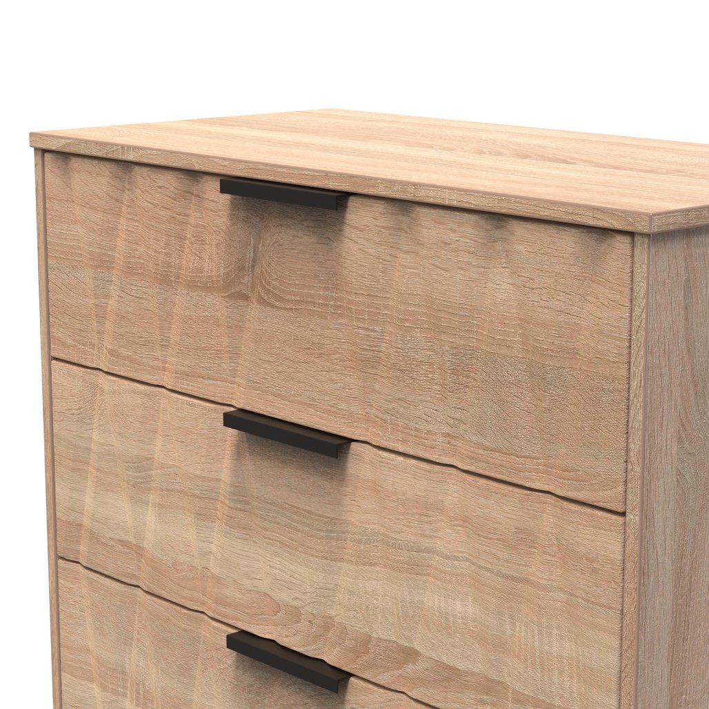 Las Vegas 3 Drawer Deep Chest with Black Handles