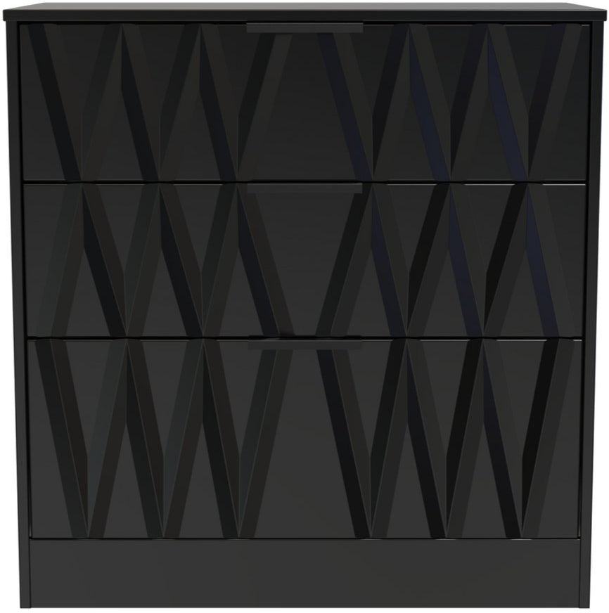 Las Vegas 3 Drawer Deep Chest with Black Handles