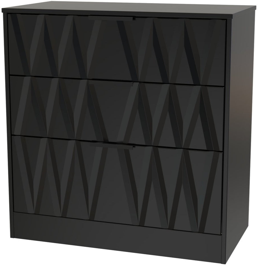 Las Vegas 3 Drawer Deep Chest with Black Handles