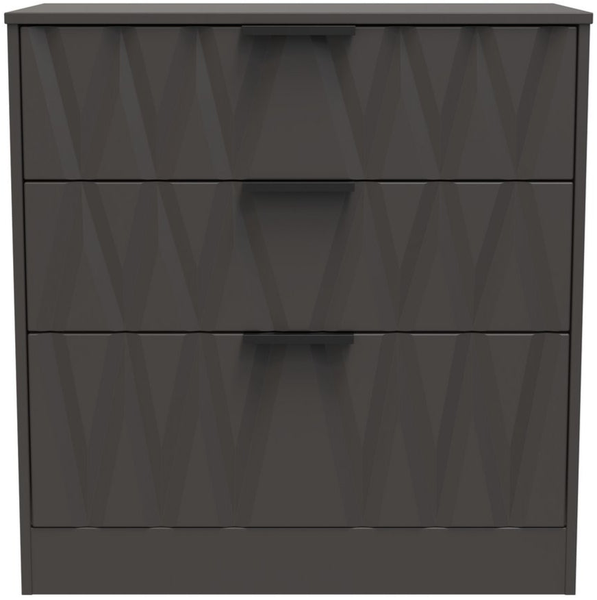 Las Vegas 3 Drawer Deep Chest with Black Handles