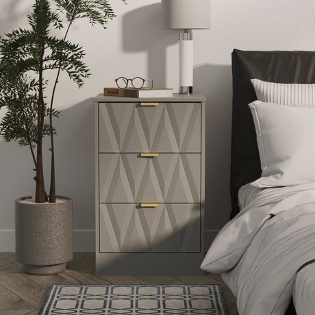 Las Vegas 3 Drawer Bedside Table with Gold Handles