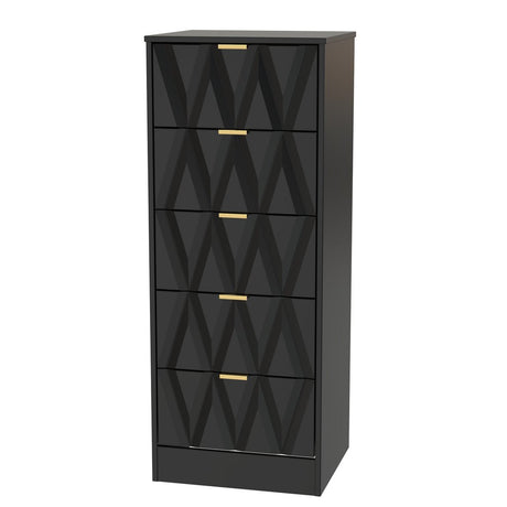 Las Vegas 5 Drawer Bedside Table with Gold Handles