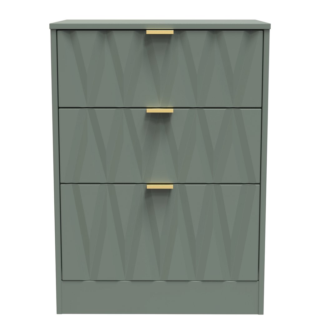 Las Vegas 3 Drawer Deep Midi Chest with Gold Handles