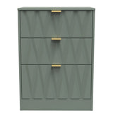Las Vegas 3 Drawer Deep Midi Chest with Gold Handles