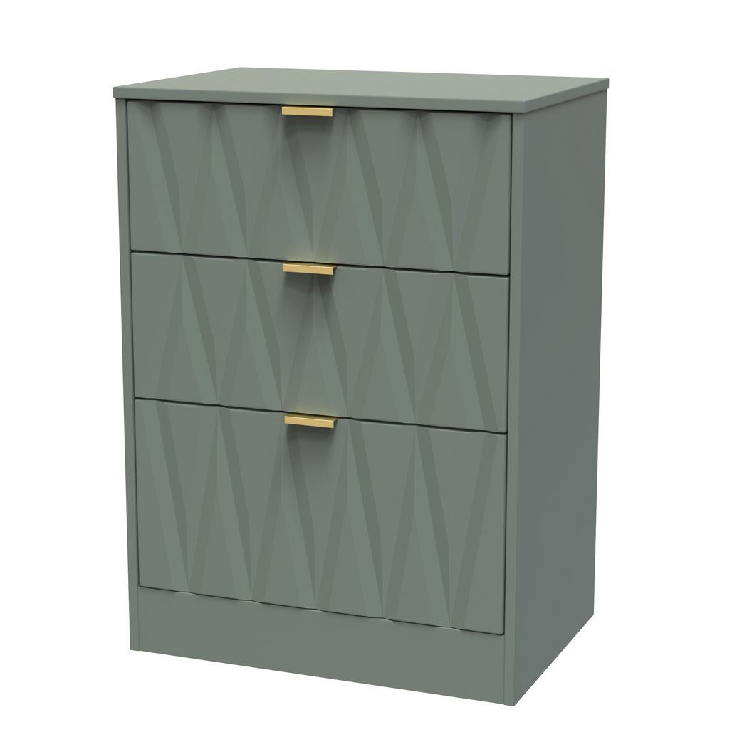 Las Vegas 3 Drawer Deep Midi Chest with Gold Handles