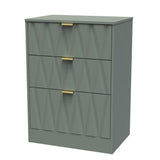 Las Vegas 3 Drawer Deep Midi Chest with Gold Handles