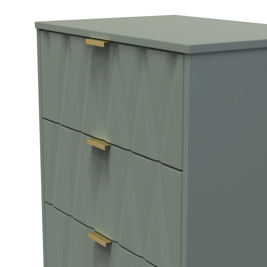 Las Vegas 3 Drawer Deep Midi Chest with Gold Handles