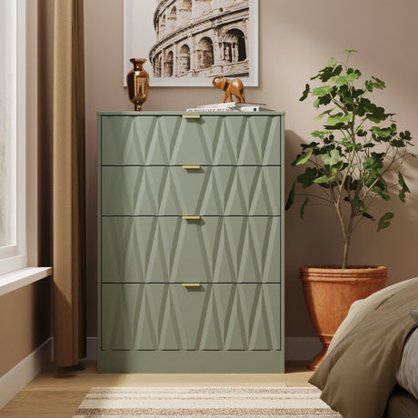 Las Vegas 4 Drawer Deep Chest with Gold Handles