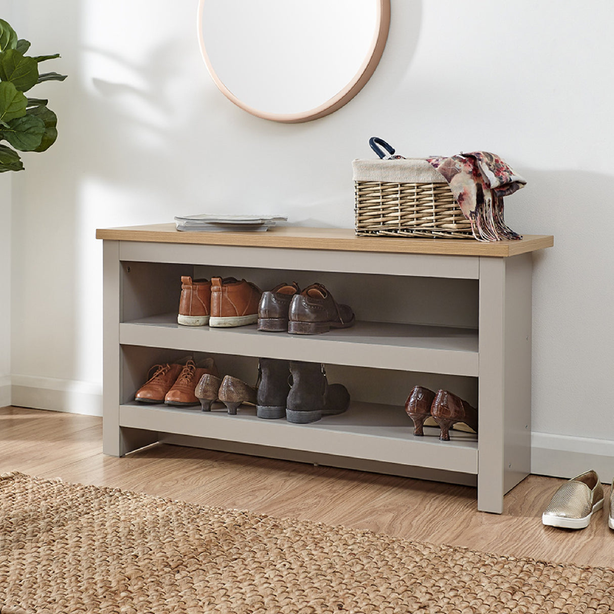 Lancaster 2 Shelf Shoe Storage Bench Rack