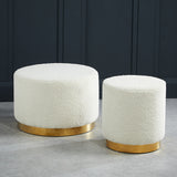 Lara Large White Teddy Pouffe