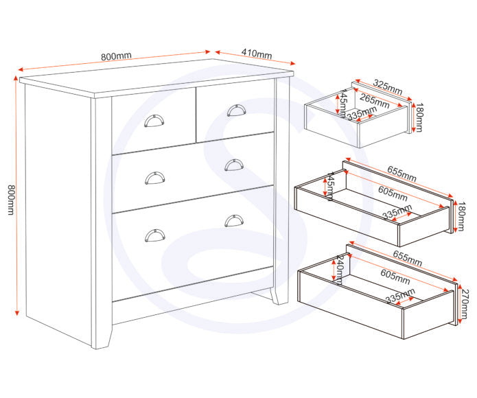 Ludlow Grey 2+2 Drawer Chest