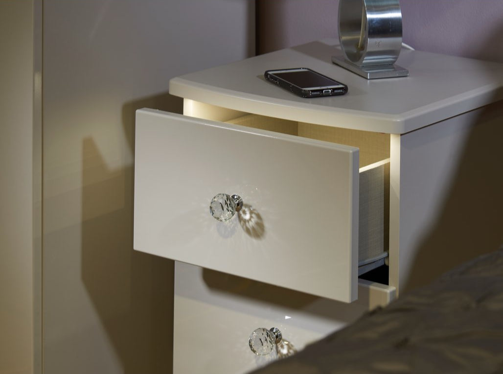 Lumiere 3 Drawer Bedside Table with Built-In Lights