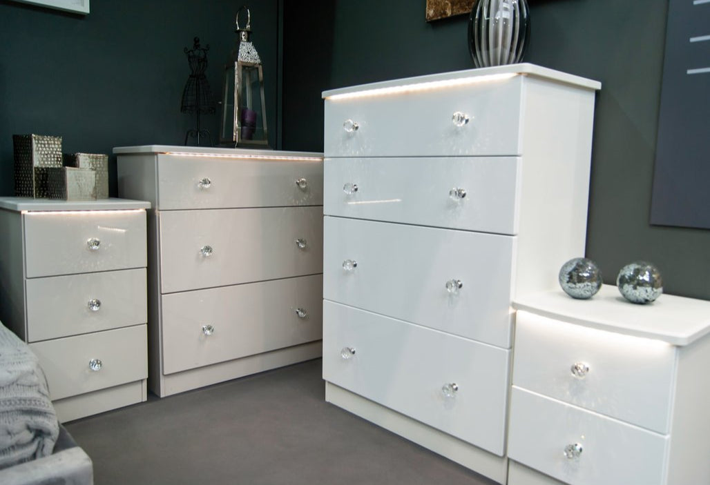 Lumiere 2 Drawer Bedside Table with Built-In Lights