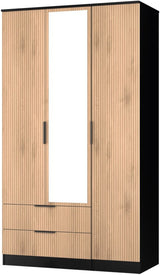 Java Tall Mirrored 2 Drawer 3 Door Triple Wardrobe