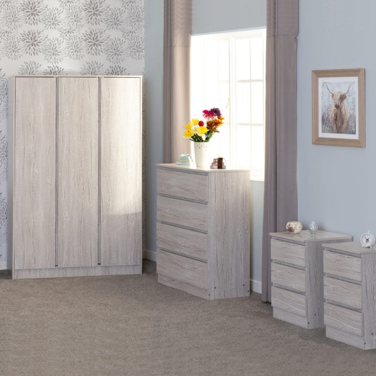 Malvern 4 Piece Bedroom Set with 3 Door Wardrobe