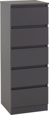 Malvern 5 Drawer Narrow Tallboy Chest of Drawers