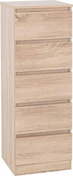 Malvern 5 Drawer Narrow Tallboy Chest of Drawers