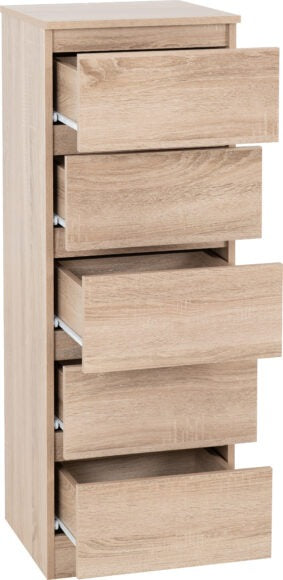 Malvern 5 Drawer Narrow Tallboy Chest of Drawers
