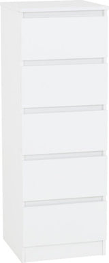 Malvern 5 Drawer Narrow Tallboy Chest of Drawers