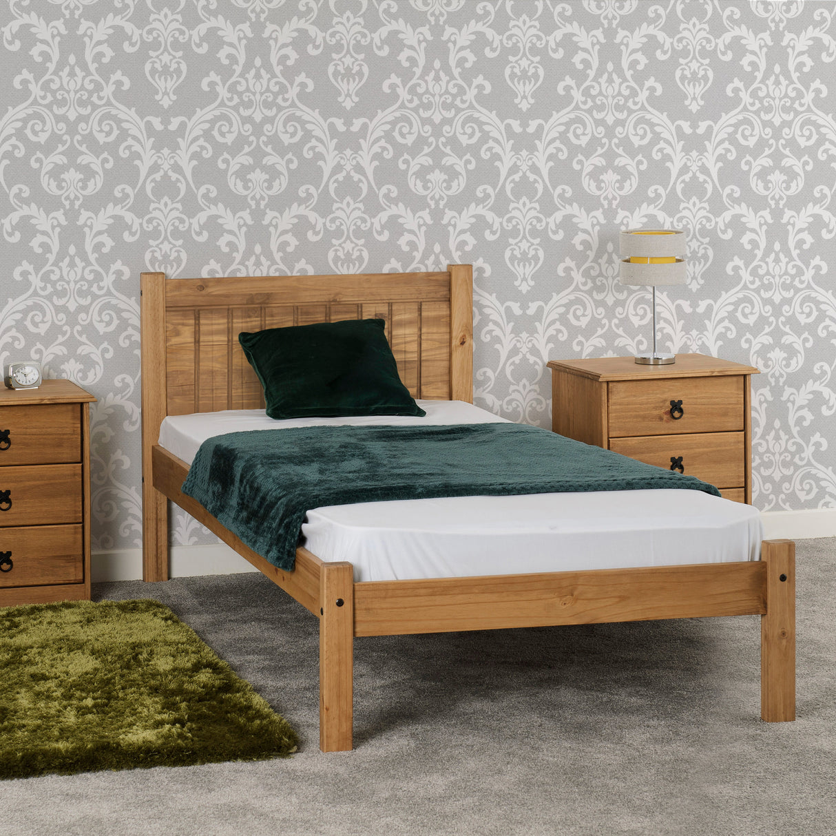 Maya Distressed Wax Pine Bed Frame