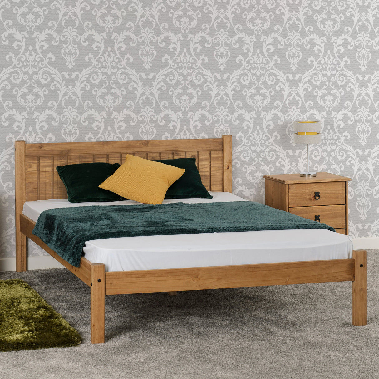 Maya Distressed Wax Pine Bed Frame