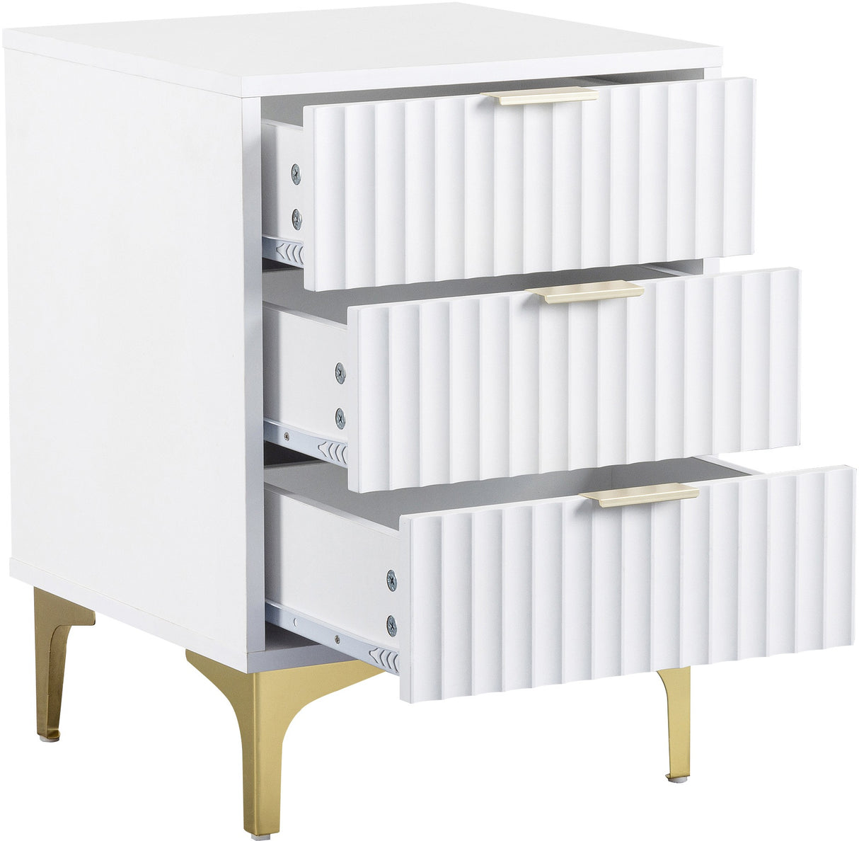 Miami Ridged 3 Drawer Fluted Bedside Table
